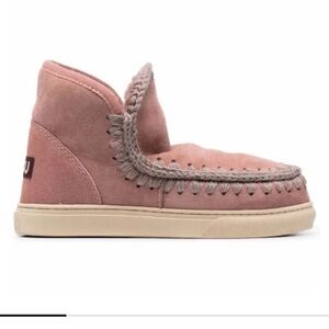 EUC Mou Slip-On Ankle Boots IN Dark Pink Shearling Barbiecore Size EU 40 US 9